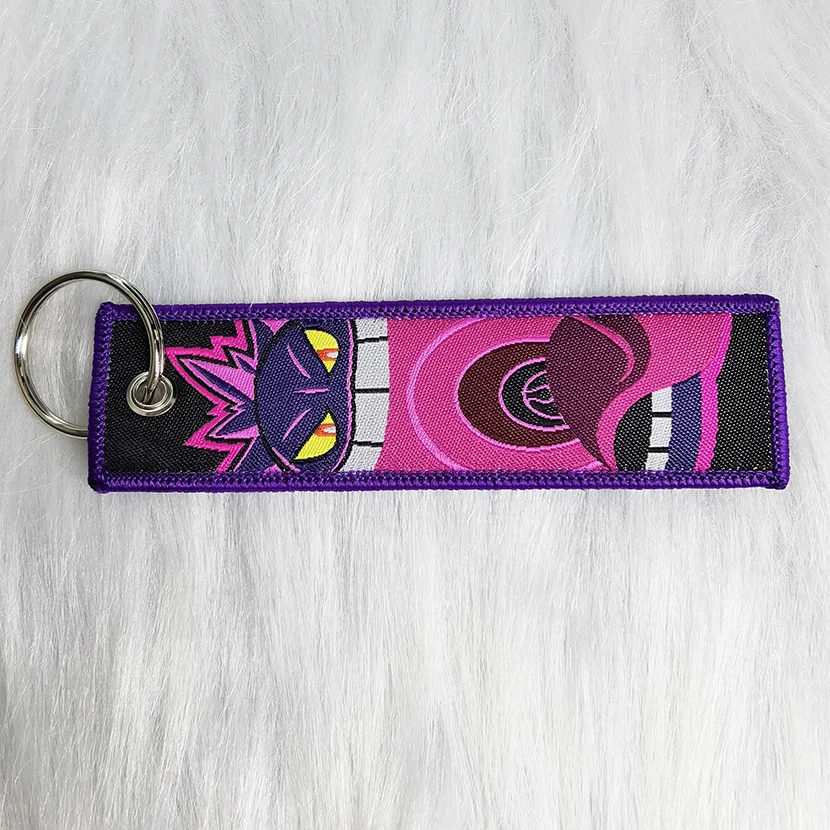 100 Designs Wholesale Anime Embroidery Keychain Tag Chainsaw Man Key Ring Jujutsu Kaisen Jet Tag Demon Slayer Tags keychain