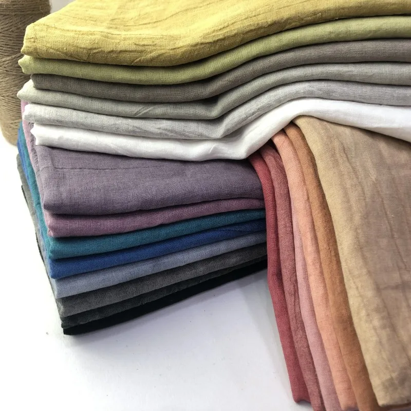 Enzymed Stone Washed French Strip Heavy 100% Linen Fabric For Clothing