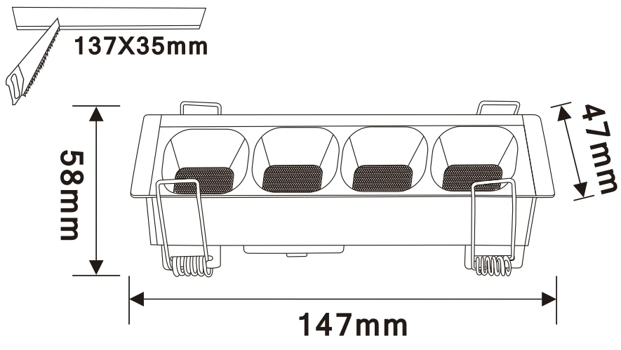 Commercial Aluminum Led Ceiling Spotlight Linear Living Room Without Main Light Embedded Grille Light