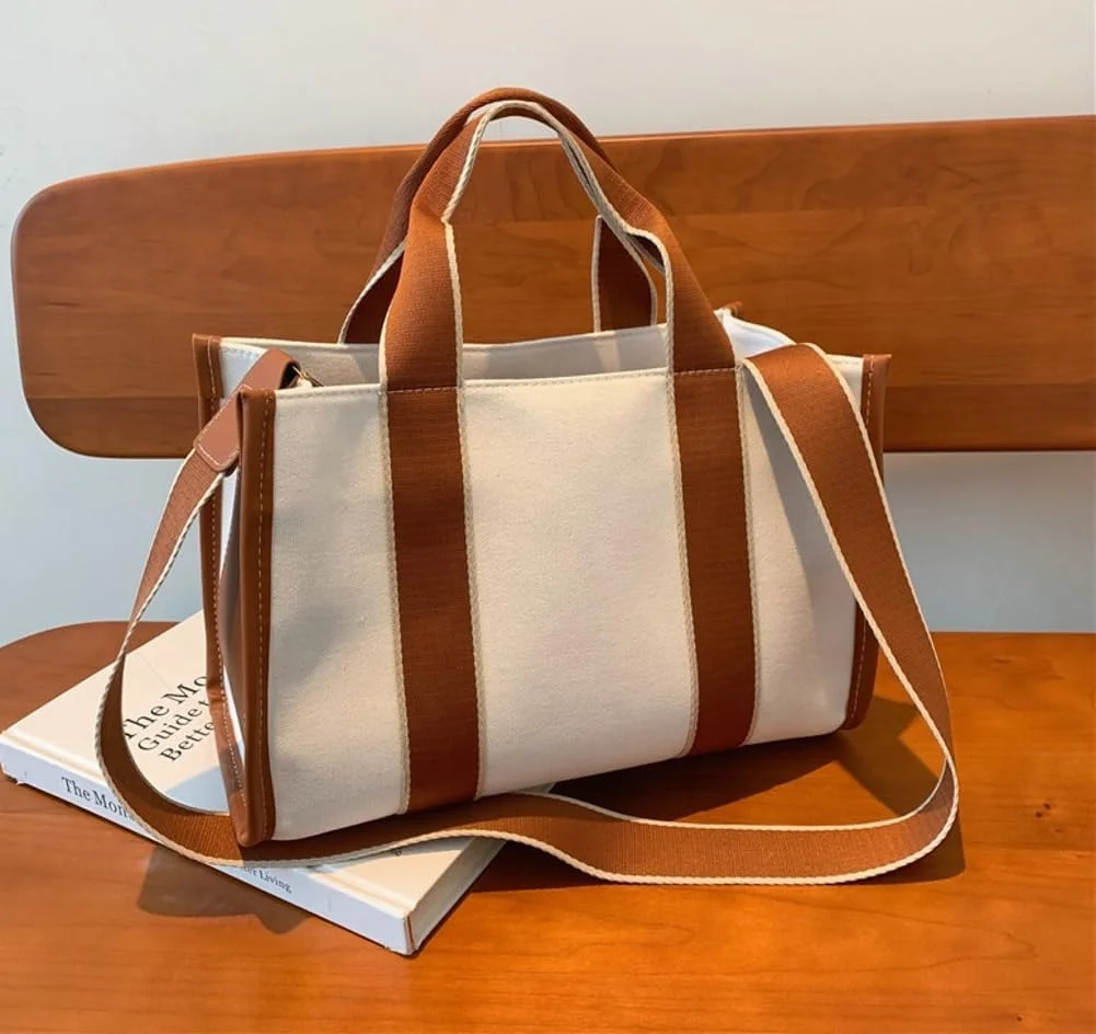 Custom Tote Bag for Women Crossbody Canvas Casual Handbag Hobo Work Satchel Bag Wide Shoulder Strap Trendy With logo