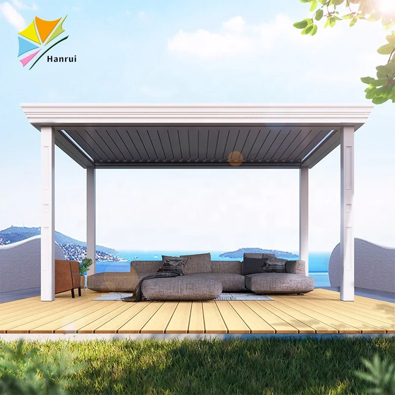 custom-designed garden gazebos pergolas aluminium bioclimatic electric louvers  pergolas with side curtains outdoor