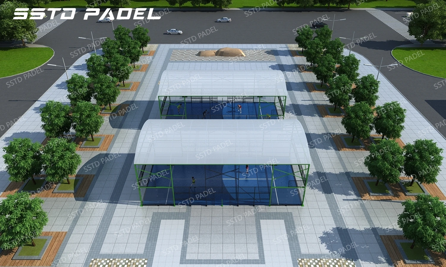 Professional Supplier Hot Dip Galvanized Padel Tennis Court Outdoor Panoramic Paddle Court Roof