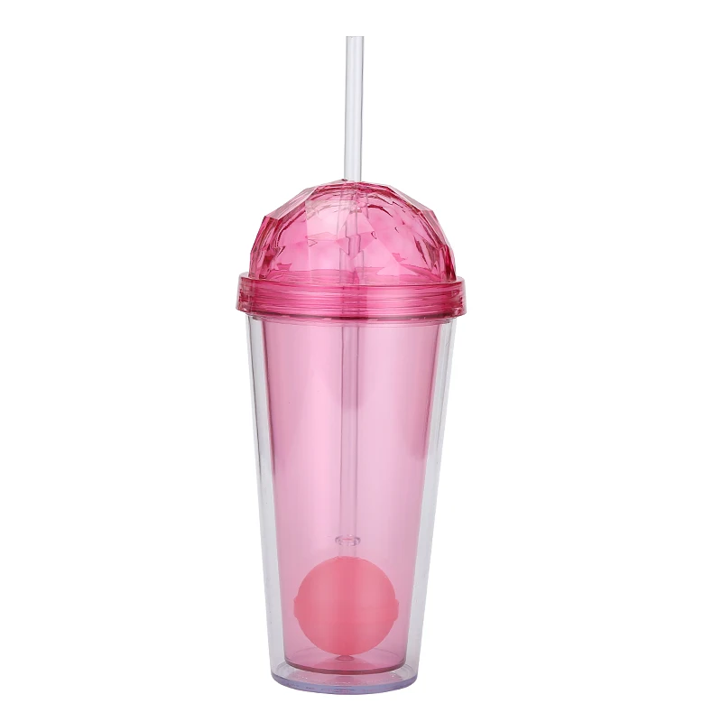 Fancy double wall tumbler plastic tumbler with gold glitter inside