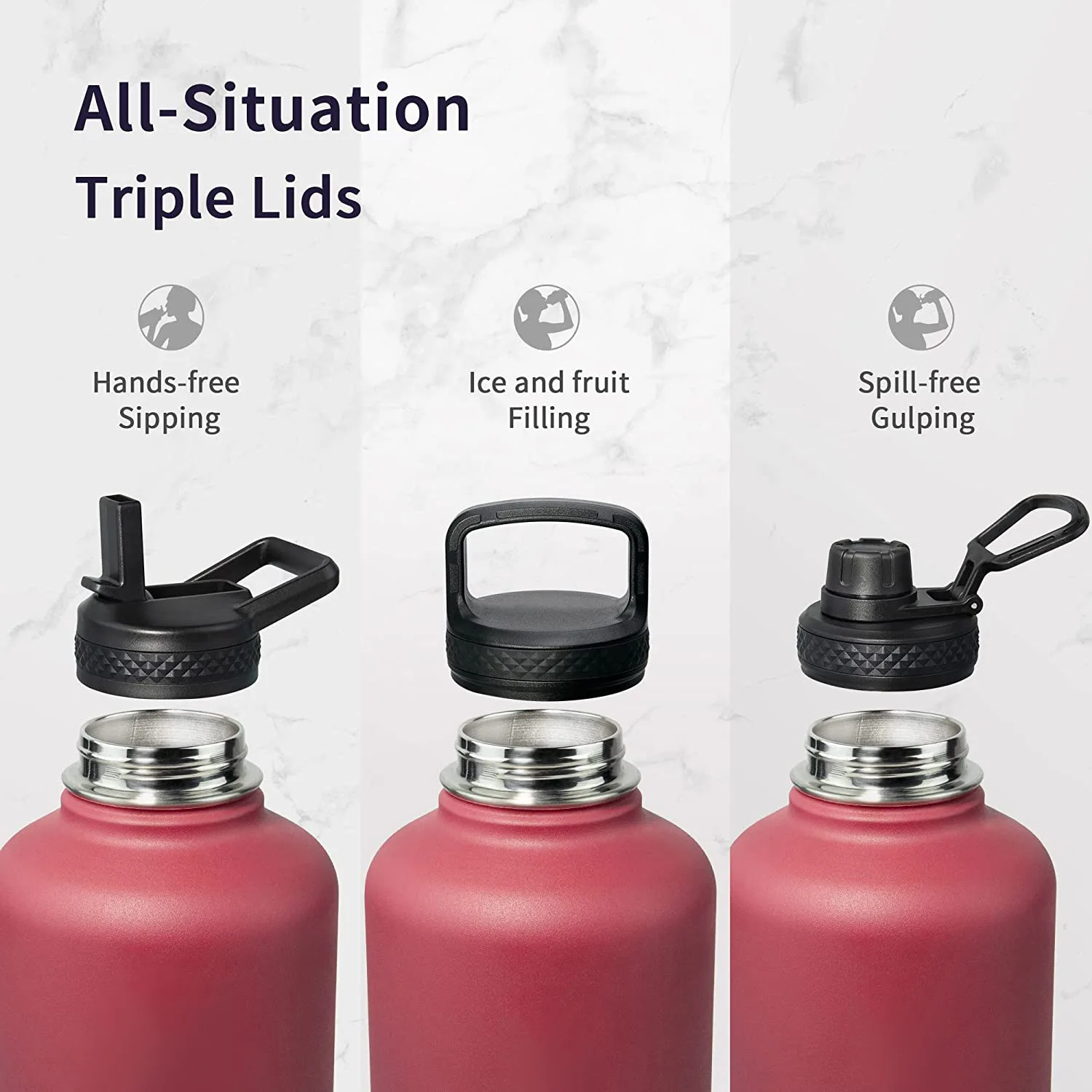 Custom Portable Sublimation Matte Stainless Steel Water Jug Large Capacity 1 Gallon Double Walled Big Water Bottle With Sleeve