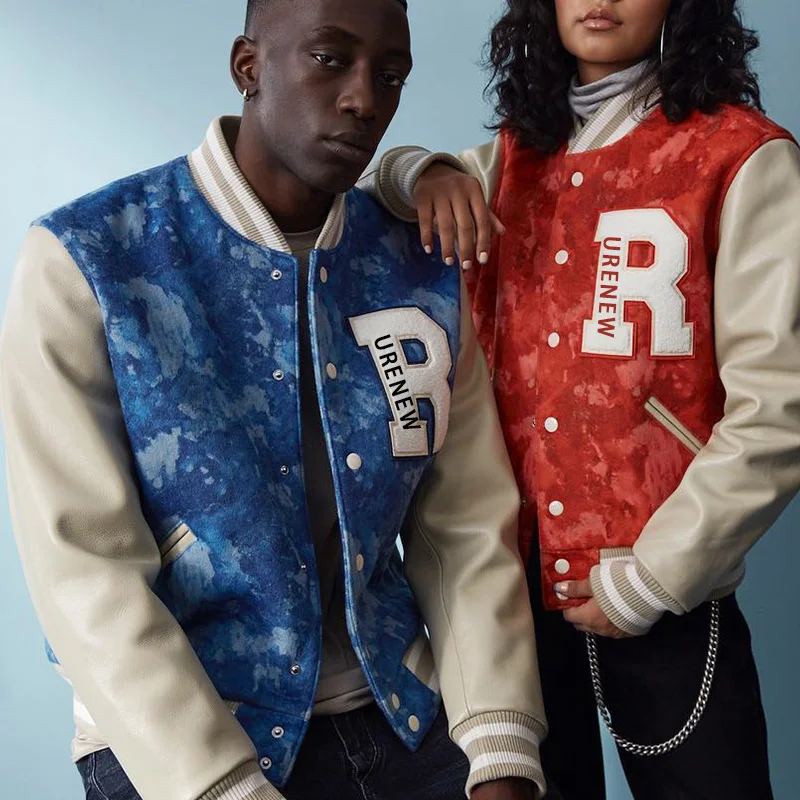 Varsity Jackets Winter Custom Logo Cool Style Fleece Baseball Bomber Leather for Men Slim Corduroy Fabric Winter Clothing O-neck