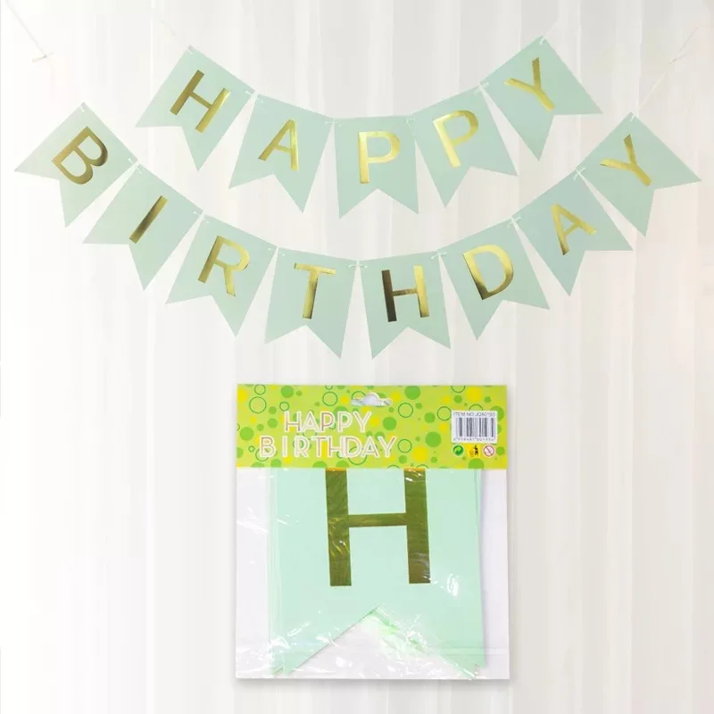 Happy Birthday Signs Birthday Banner Supplier Gold Printing Paper Birthday Banner
