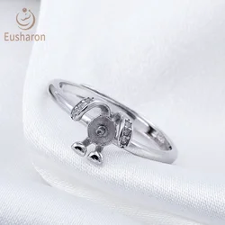Retro Shinning Long Ear Rabbit Sterling Silver Freshwater Pearl Jewelry Wedding Ring Set Couple
