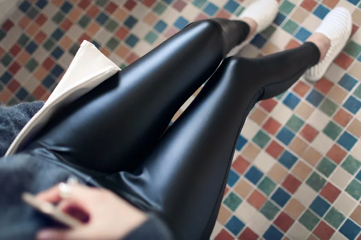 2019 New Fashion High Waist Faux Leather Women Black Leggings With Pockets Wholesale Sexy Womens Leather Pockets Black pants