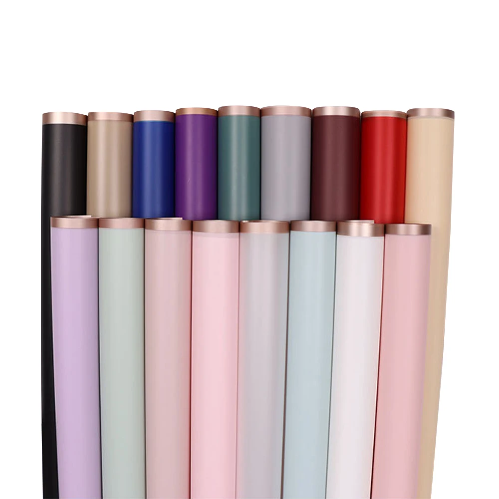 Wholesales 20pcs Golden Line Frame Flower Wrapping Paper sheets Gold edge Bouquet Frost Matte Florist Gift Packing Papers