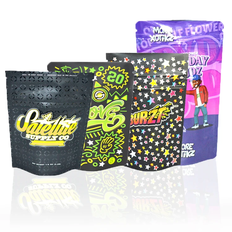 Custom Logo packaging sweet bags 1oz 28g / 7 gram / 4x5 inch 3.5 g edible candy ice cream smell proof zipper mylar plastic bag