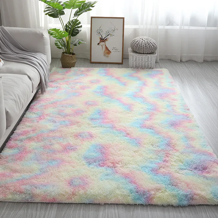 Rainbow Carpet for Living Room Soft Luxury Bedroom Fluffy Room Area Rug Shaggy Girls Comfy Mat