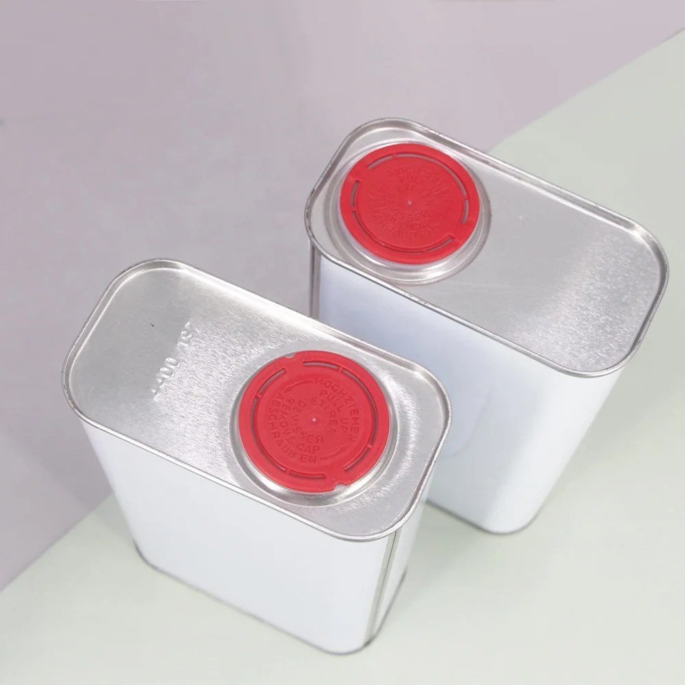 Wholesale 1L Rectangular Metal Tin Container Empty Engine Oil Tin Can With Plastic Cover