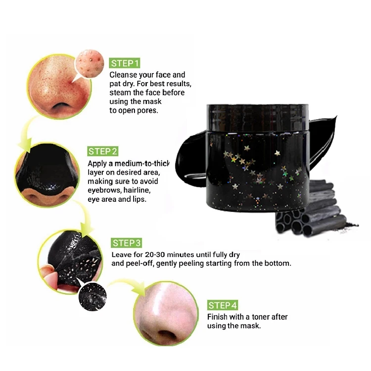 Wholesale skin care glitter facial blackhead remover peel of mask deep cleansing black head peel off face mask