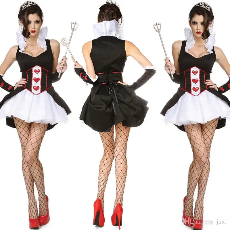 2020 Halloween costume adult red hearts queen sexy maid cosplay costumes