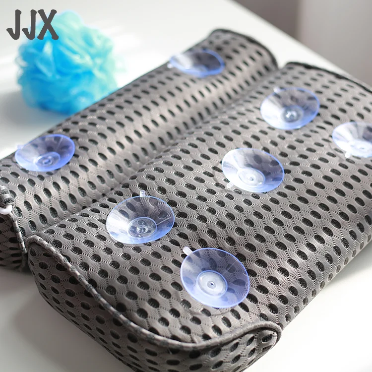 Washable and comfortable 4D mesh luxurious headrest soft and washable spa bath pillow  with suction cup