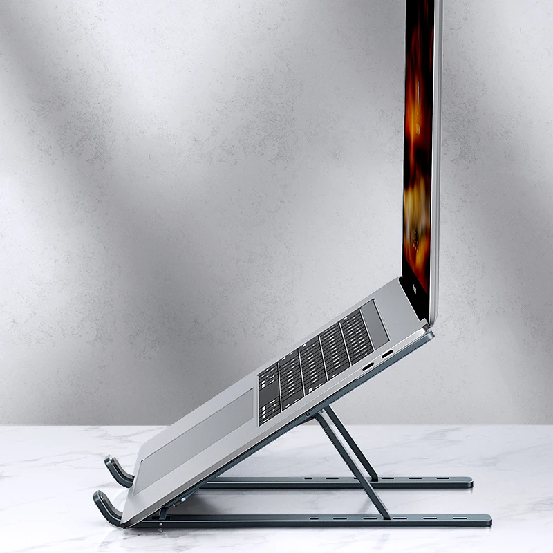 MC Wholesales gray aluminum portable foldable mini adjustable computer laptop stand notebook stand
