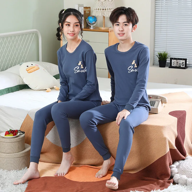 cotton sweater thermal underwear sleepwear suits for children boys girls male female kids sleeping wear breathable sweat pajamas