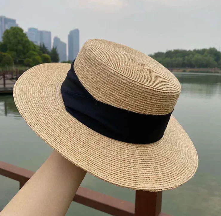 female summer leisure bow basin hat travel Crochet foldable sunshade Raffia straw hat