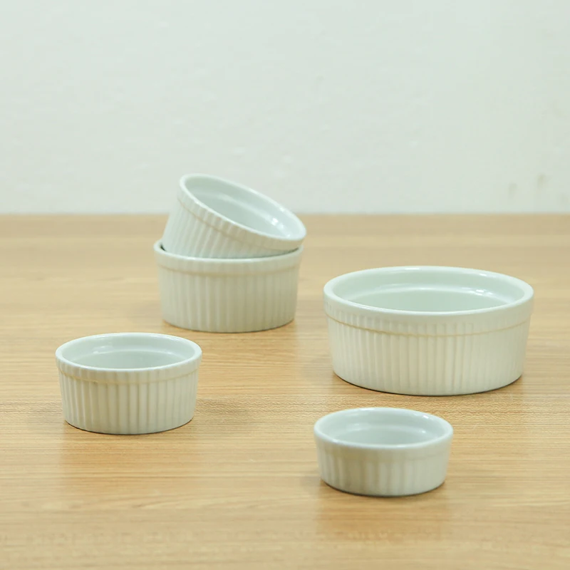 Porcelain Souffle Dishes Ceramic Ramekins  Creme Brulee and Dipping Sauces