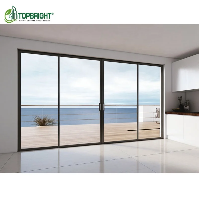Functional thermal break aluminum door sliding multi panel large stacking sliding doors for house