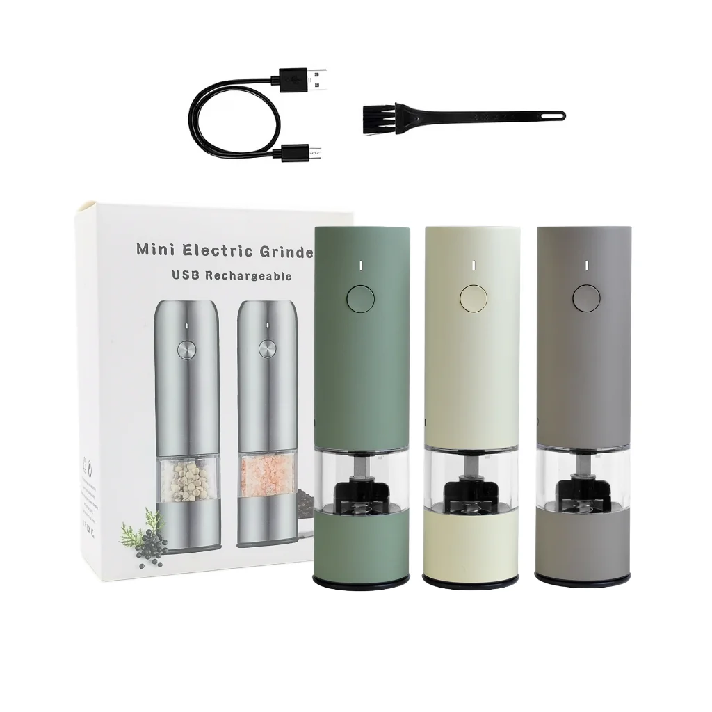 Kitchenware Stainless Steel Spice Grinder Automatic Rechargeable Mini Electric Salt And Pepper Grinder Set Pepper Mill Portable