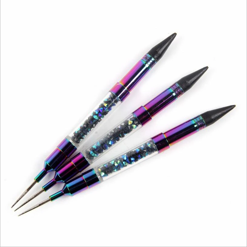 2024 Hot sale product Dual-ended Nail wax dotting tool rhinestones picker pen nail art dotting pen