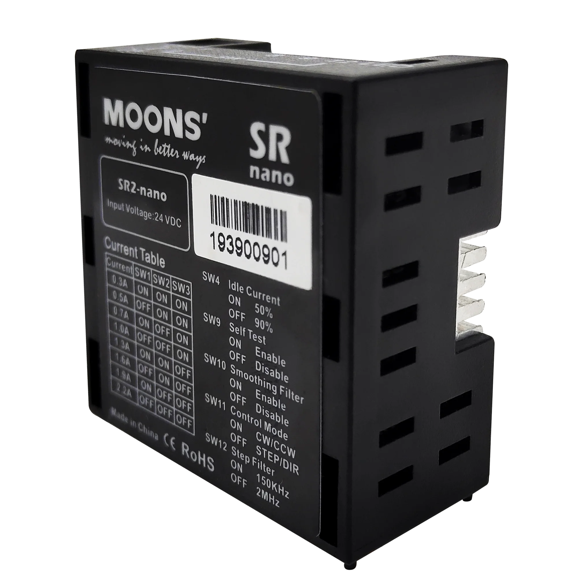 MOONS hybrid 2 phase micro open Loop 0.3A-2.2A DC24v stepper motor driver SR2-nano for Nema 11 14 17 motors