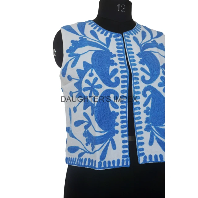 Bohemian Vintage Suzani Vest Jacket For Women Cotton Indian Embroidery jackets Ethnic Inspired Party Wear Open Front Suzani Vest