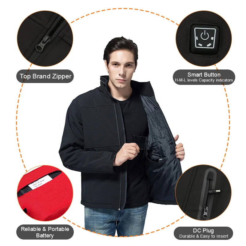 Factory Winter Heated Jackets Warming Clothing Mountaineering Hunting Skiing Including Battery For Men