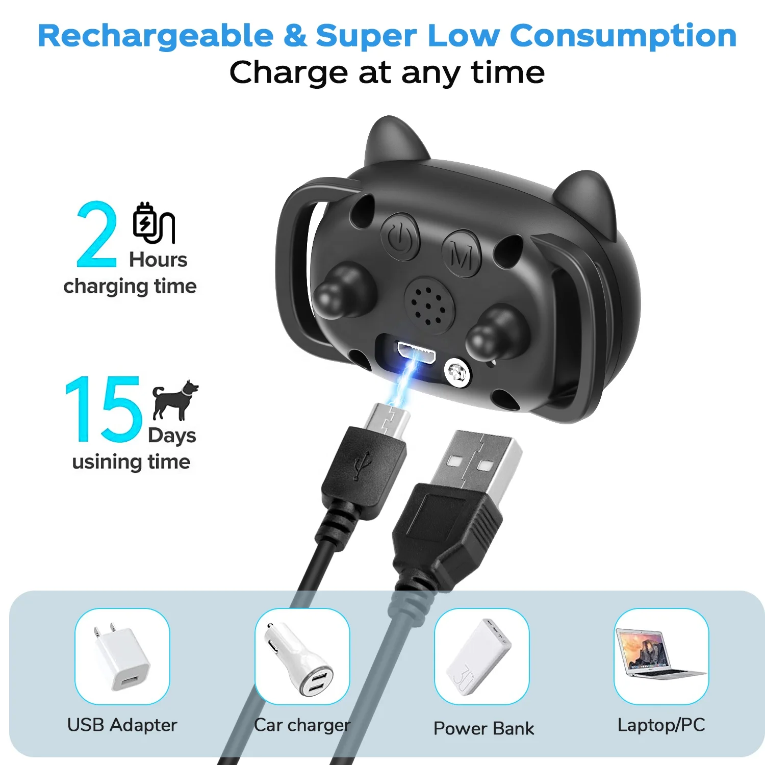 2024 Newest Bark Collar Rechargeable Vibration No Bark Collar Waterproof Dog Training Collar For Small and Medium Dogs