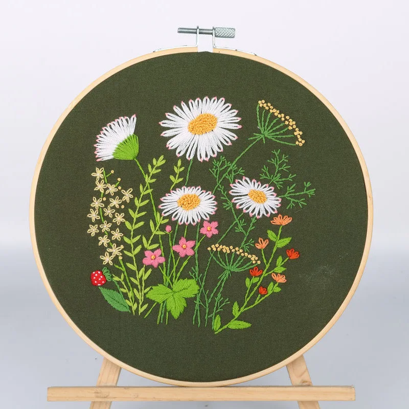 Dandelion Embroidery DIY Handmade Craft Kit for Beginner Printed Needlework Sewing Art Wall Embroidery Painting Home Decor