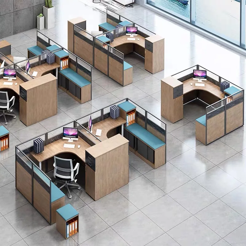 Cubicle desk for office workstation with rest bed 1/2/3/4/6 person wooden office staff workstation desk