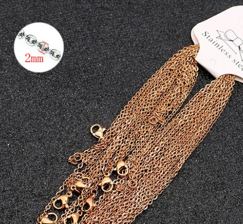 50cm Stainless steel O shape chain Cross chain Rose gold silver DIY necklace