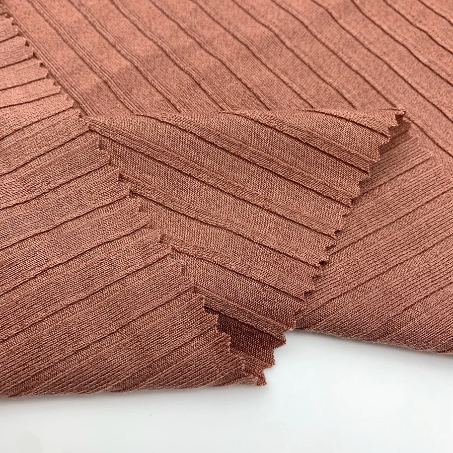 Wholesale custom color ribbed 95 polyester 5 spandex 270gsm LUREX knitted 9*4 rib fabric for tops sweater