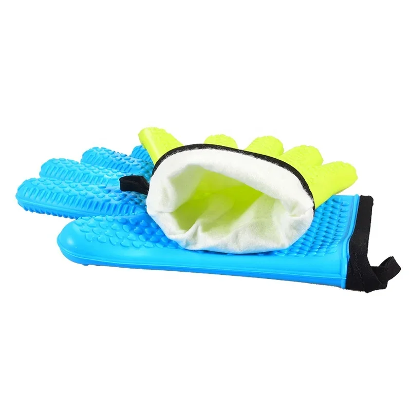 Rubber Waterproof Outdoor Barbecue Extreme Heat Resistant Grilling Cooking Baking Oven Mitts Pit Silicone Oven Glove BBQ Gloves