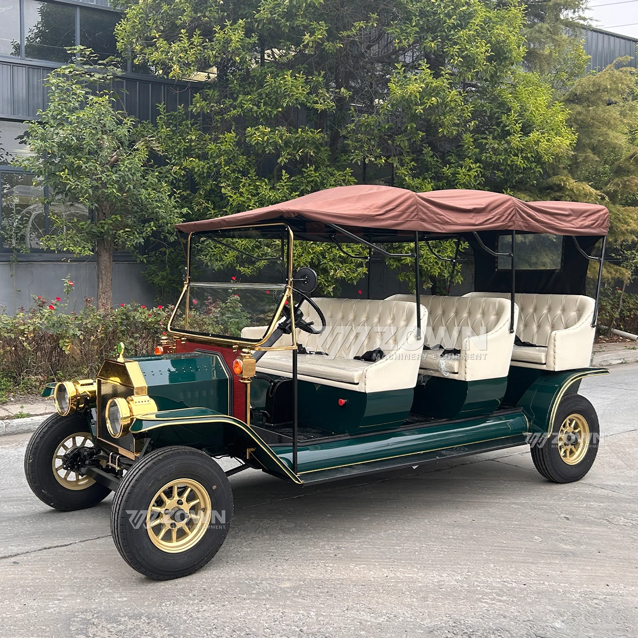 Dark Green Royal Vintage Prices Electric Golf Car Antique Electric Vintage Sightseeing Car Mini Retro Cars Fiat for Sale