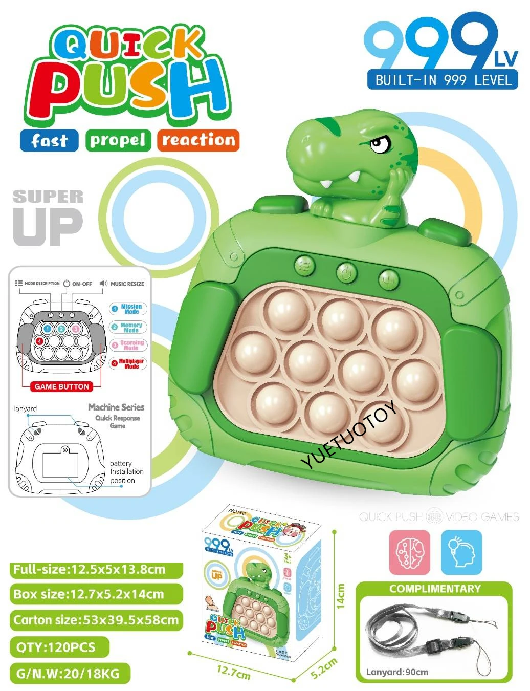 2024 new fidget sensory toys quick push game 999 level console electronic pop game it light fast press quick push toy for kids