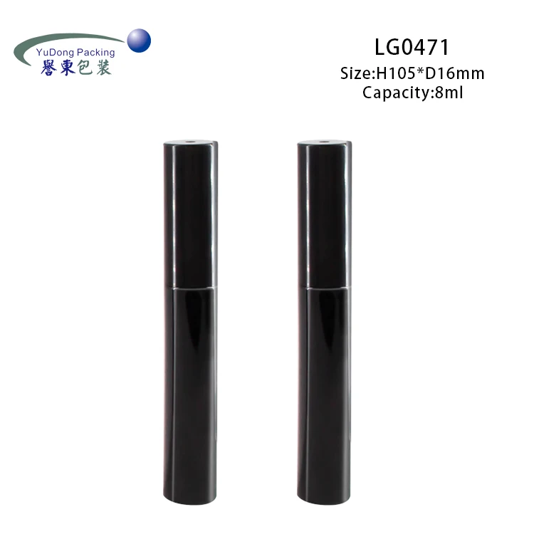 
New Product Customized Logo Container Shiny Black Empty Mascara Tube With Brush 