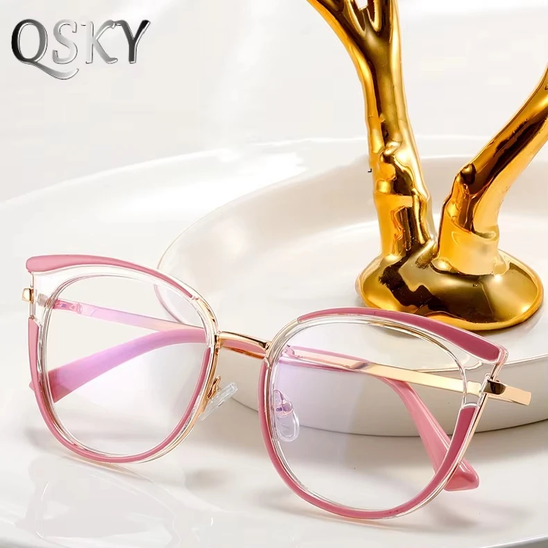 82185 Wholesale New Fashion High Quality Women Blue Ray Eyeglasses Frame Luxury Men TR90 Round Anti Blue Light Women Glasses