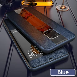 A103 Genuine Leather phone smart case for Huawei Mate 20 Pro Lite 20 X Cow leather Window flip case For Mate 30 pro 10 9 mate 8