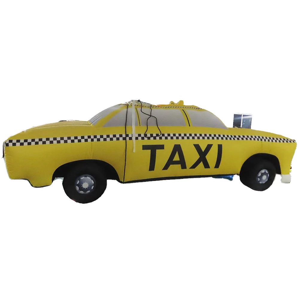 Customizable 4m Inflatable Yellow Taxi Model with Digital Printing and LED Lights Eyecatching Decorative Cab Car