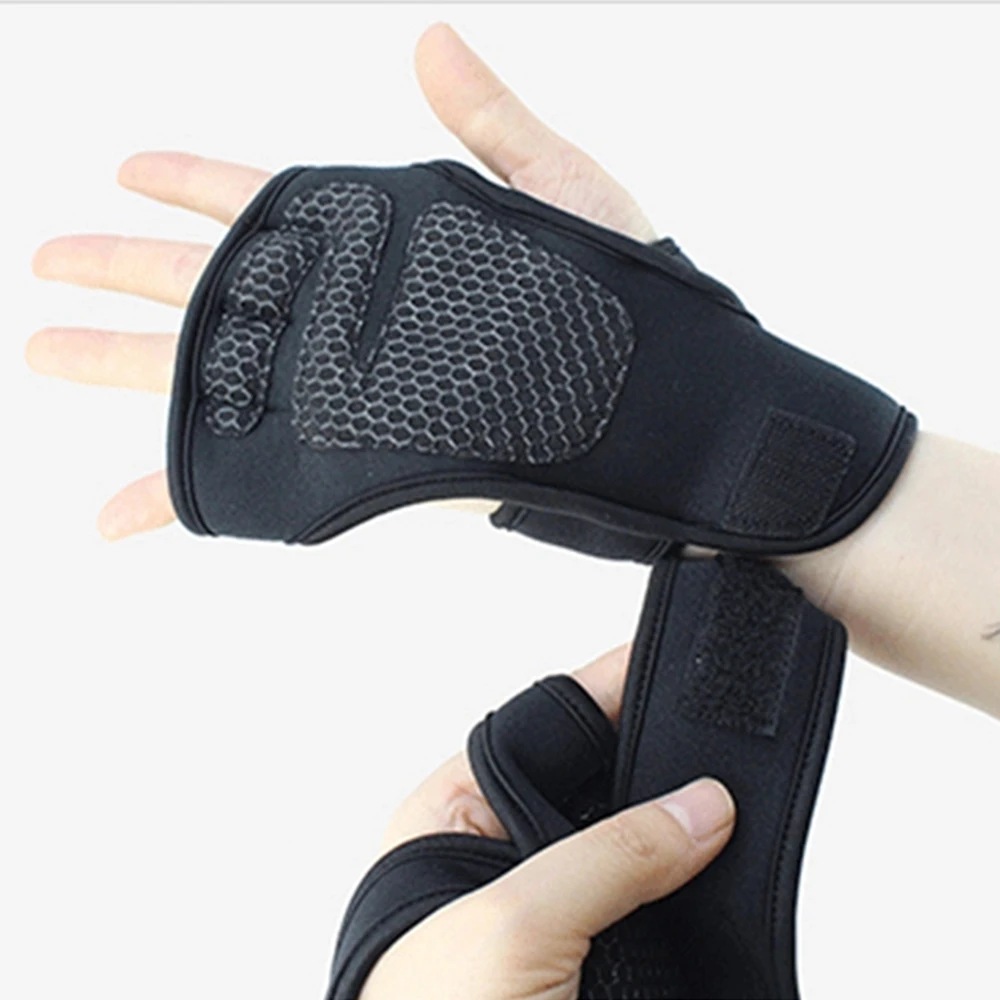 TENNEIGHT Sports Long Wrist Great Grip Fingerless Cycling Weight Lifting Training Fitness Gym Weightlifting Gloves