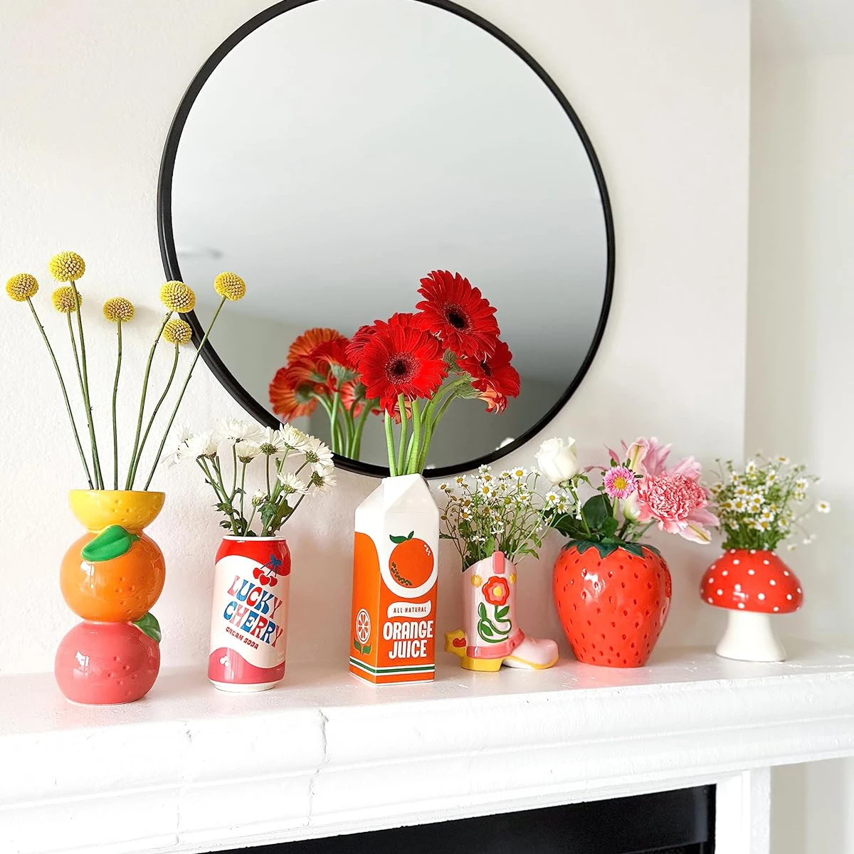 Decorative Ceramic Flower Vase for Centerpiece Lemon Grapefruit and Orange Vase Unique Fruit Vase for Home Decor