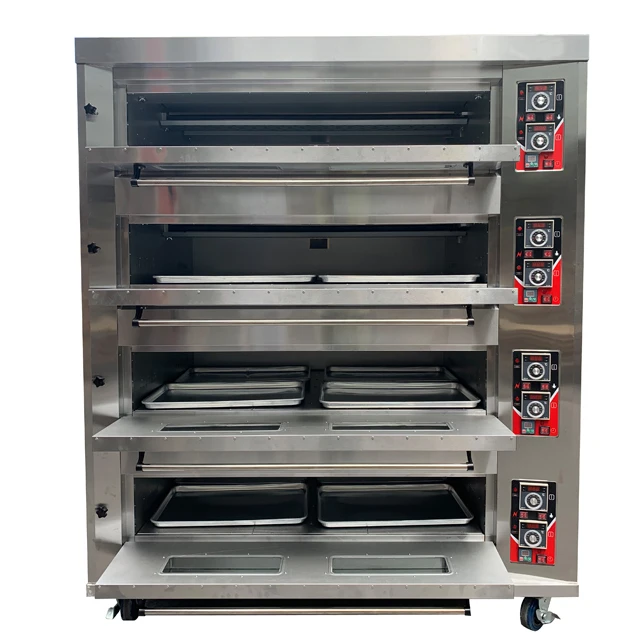 Industrial Bread Toast Baking Ovens 4 Deck 16 Tray Gas Pizza Loaf Oven for Bakery