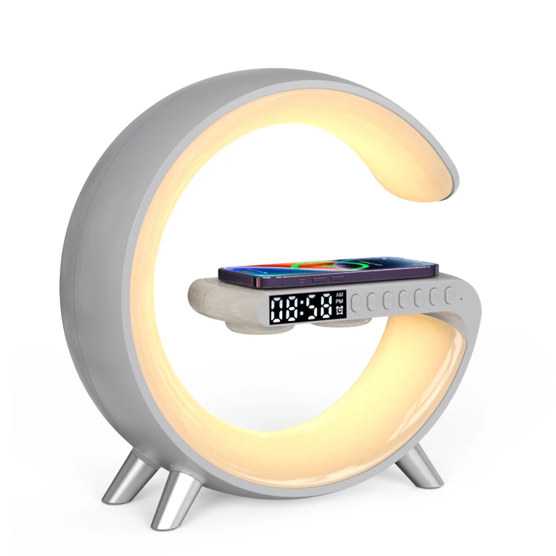 9 in 1 audio alarm clock wireless phone charger Colorful smart night light APP control lighting 15W fast charging