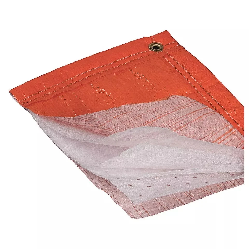 Waterproof orange PE foam tarpaulin with 4/6 mm foam core and PE laminated  for winter thermal  protection
