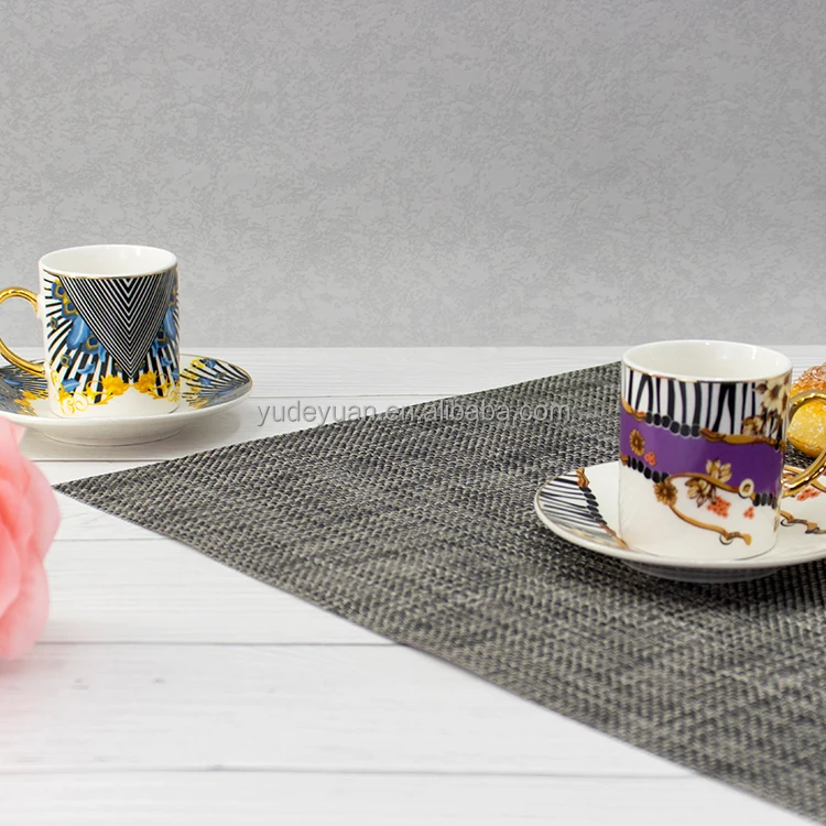 Fine Porcelain New Bone Arabic Full Printed Design Gold Fancy Turkey Tea Wholesale Coffee Cups And Saucers