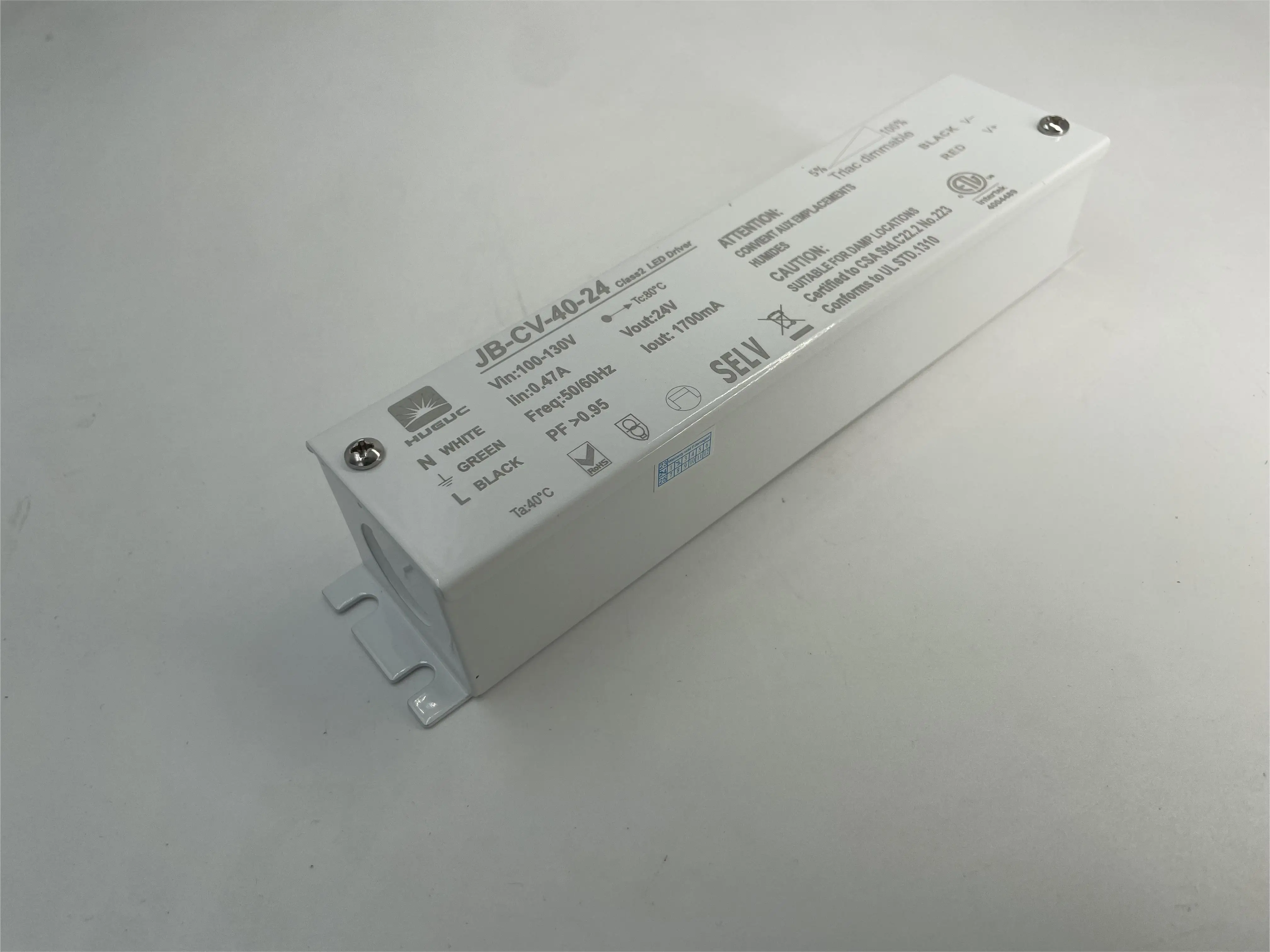 HUEUC ETL junction boxed dimmable 40W 24V phase cut dimmable led power supply