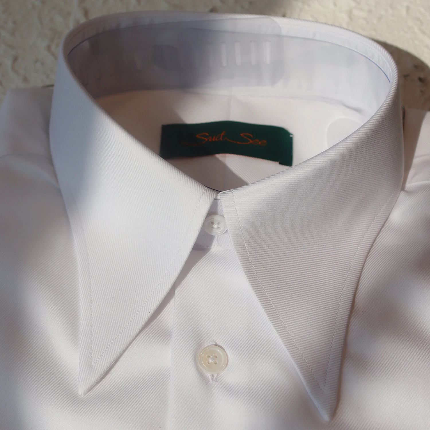 MTM Shirring Shoulder  Anti-wrinkle 100% Cotton Point Collar Shirt Italian Style Napoles Casual Shirt Tailor Custom Mens Shirt