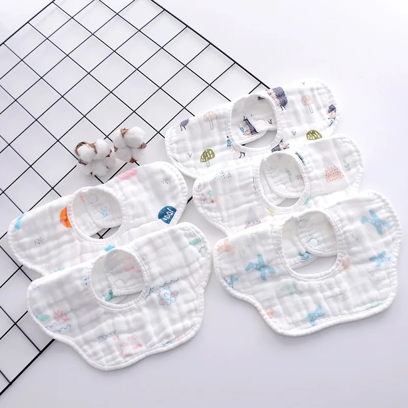 
Hot Sale Baby Petal Bib 360 Degree Rotating Absorbent Bib Six Layer Cotton Gauze Bib Maternal And Child Supplies Saliva Towel 